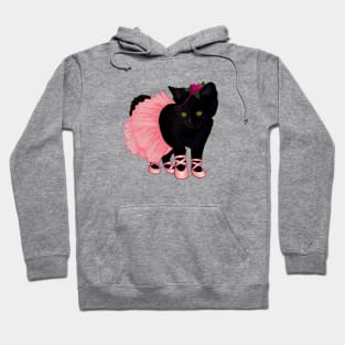 Halloween Black Kitten Dressed In Ballerina Costume Hoodie